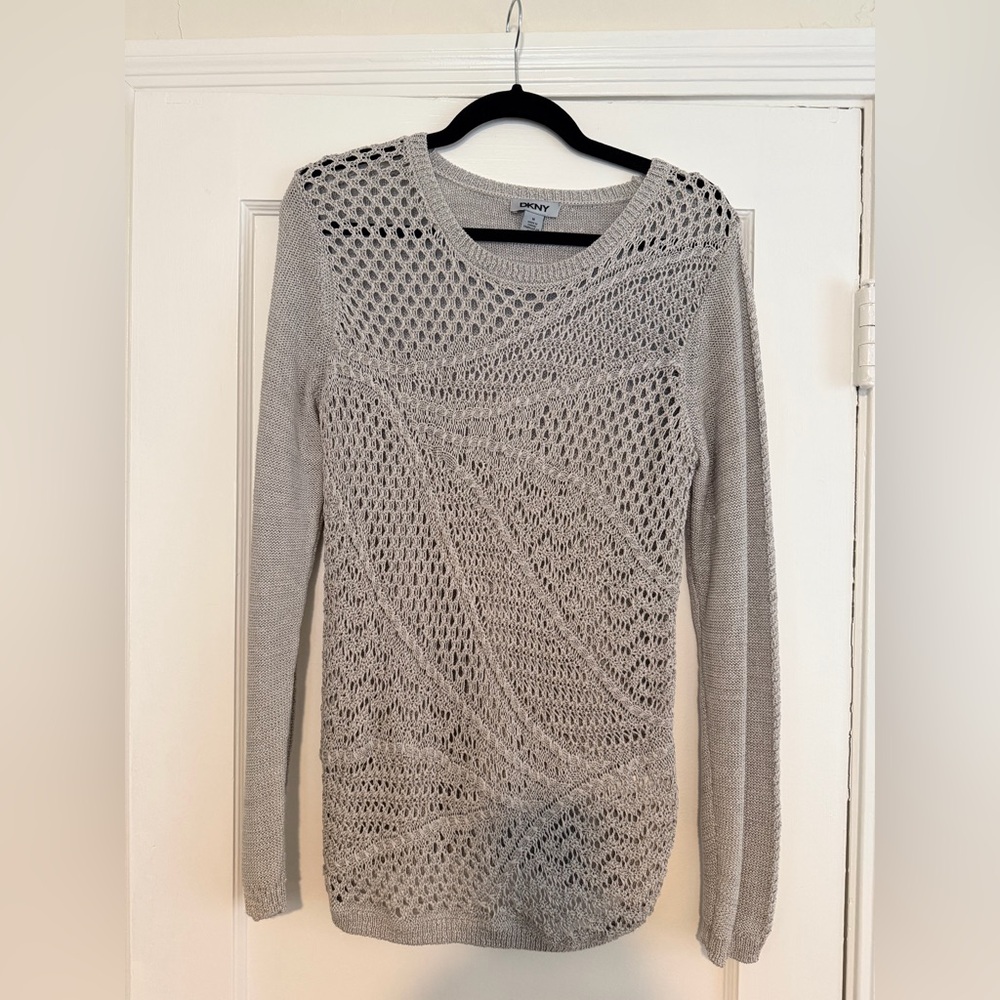 Dkny Open Stitch Silver Sweater
